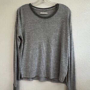 Abercrombie & Fitch Oversize Scoop Neck Gray White Stripe Long Sleeve Top Size S